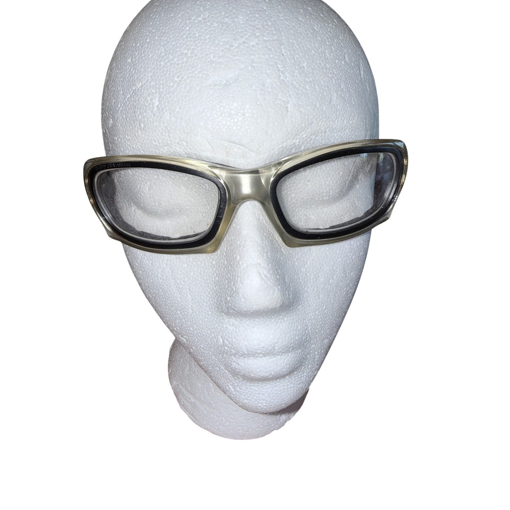 Vintage Harley Davidson Clear Lens Glasses Smoke Black Wrap Biker Moto Y2K